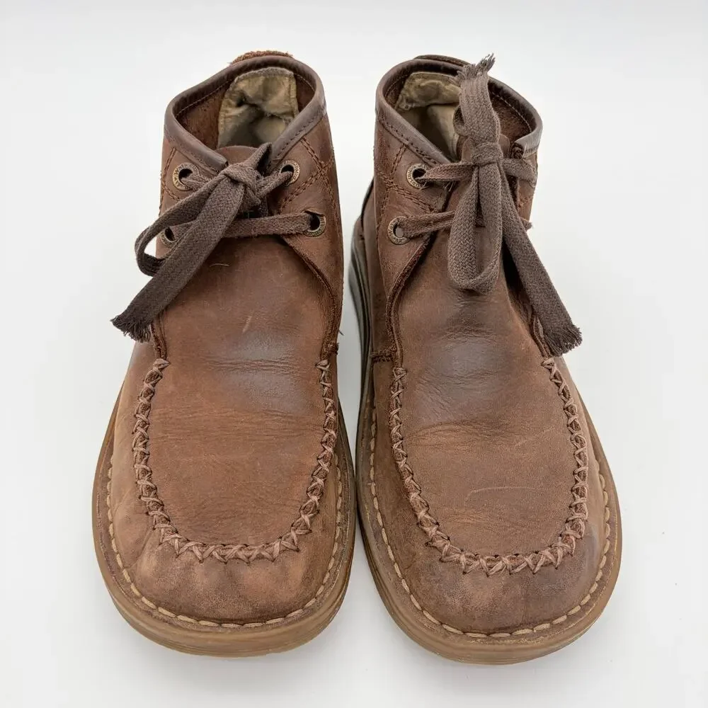 Chukka Boots DR MARTENS Aiken Brown Leather Mens 8 Moc Toe Distressed Casual
